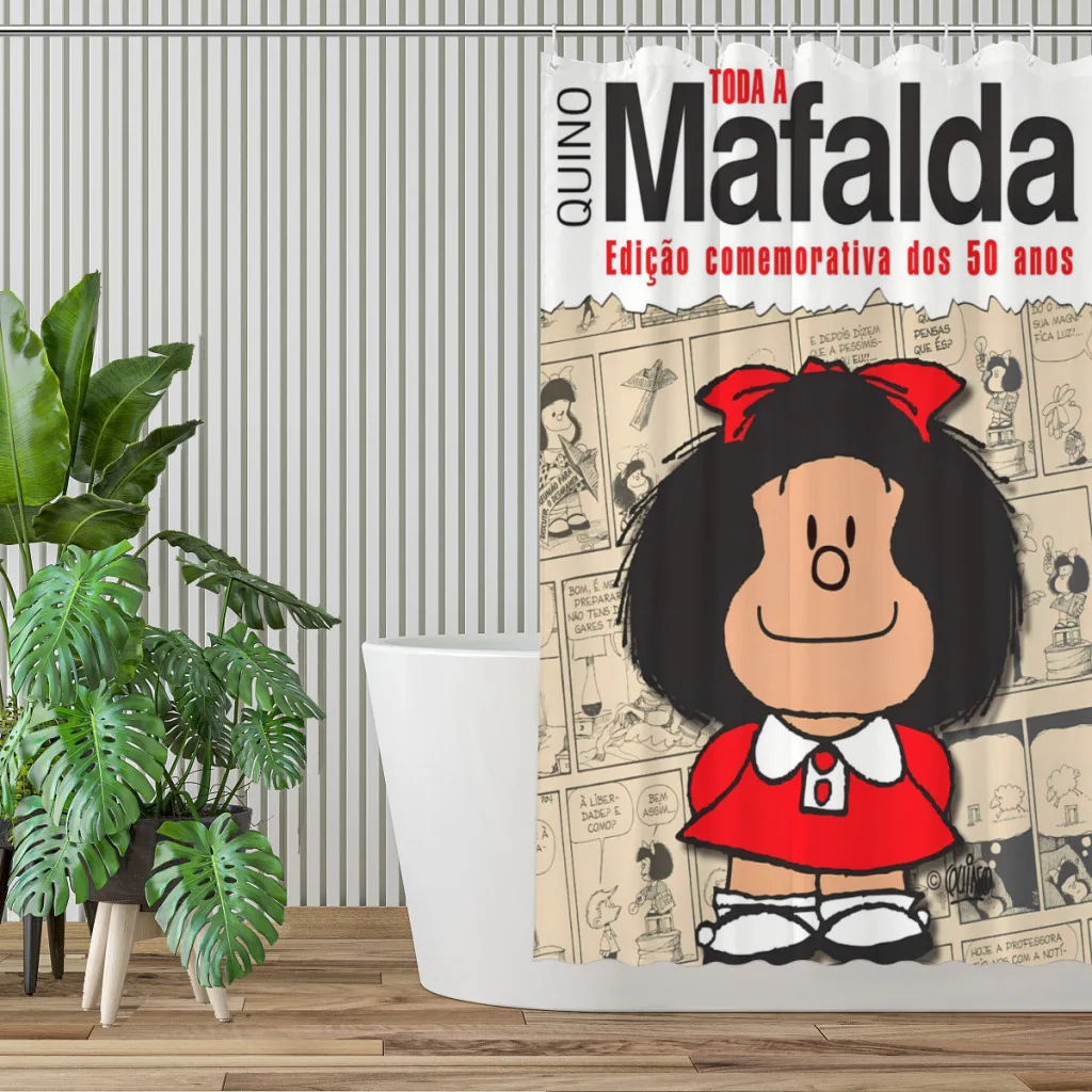 Manga Art Bathroom Shower Curtains Mafalda Miguelito Comic Waterproof Partition Curtain Funny Home Decor Accessories