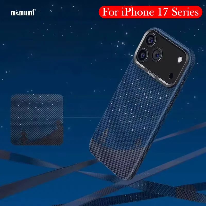 

MEMUMI Carbon Fibre Case For iPhone 17 Pro Max Kevlar Wireless Charging Back Cover Case for iPhone 17 Pro
