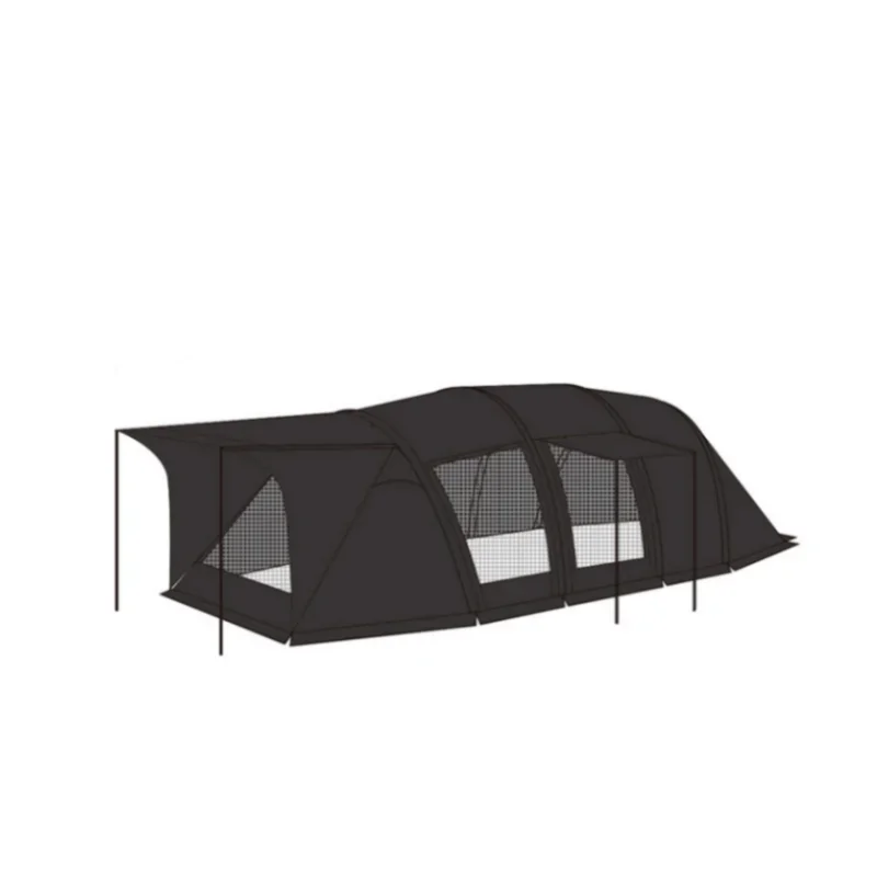 Outdoor Black Tunnel Tent Family Camping Tents with 2 Rooms And 1 Hall Sale