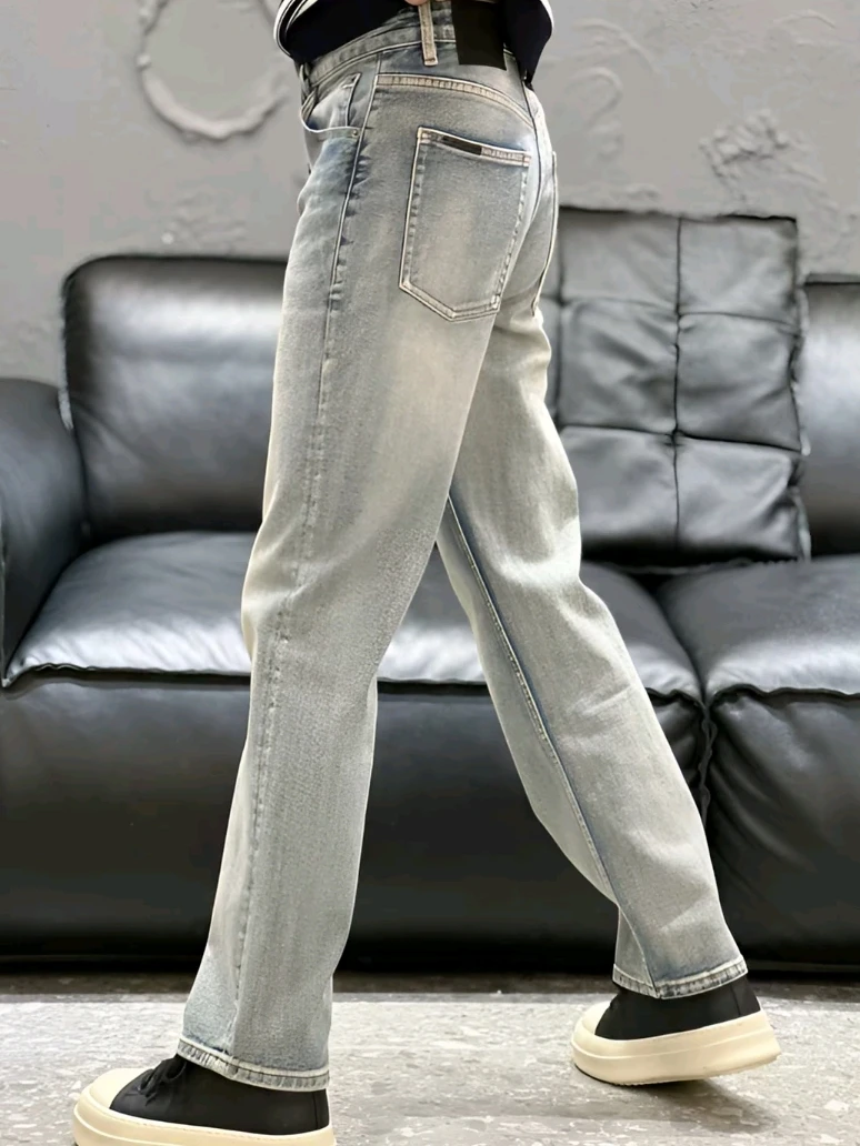 

Высококачественные модные мужские джинсы из денима с 3D-кроем, индивидуальный пошив, осенний сезон, повседневная одежда, удобная посадка, прямой крой