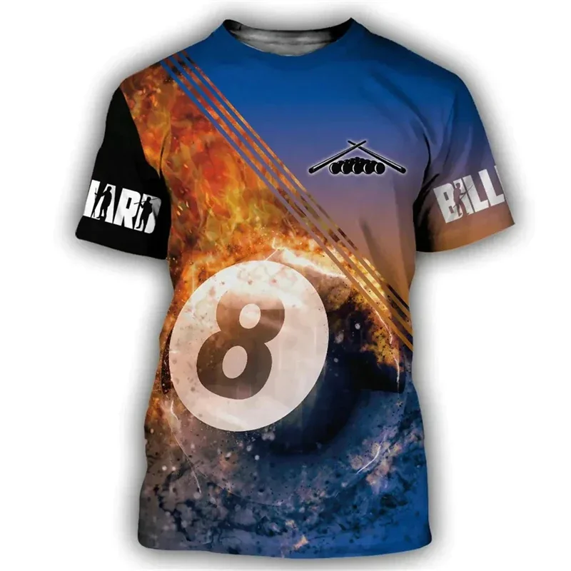 Hot Billiards No.8 Black Ball 3d Printing Four Seasons Can Wear Quick Drying Breathable Sports Leisure Men's Plus Size T-shirt