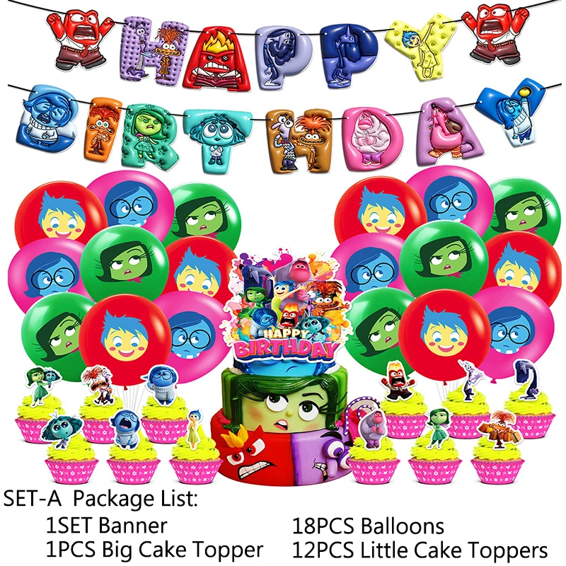 New Inside Out 2 Children's Birthday Party Decorations Anime Action Figures Periphery Theme Party Supplies Kid Surprise Gifts