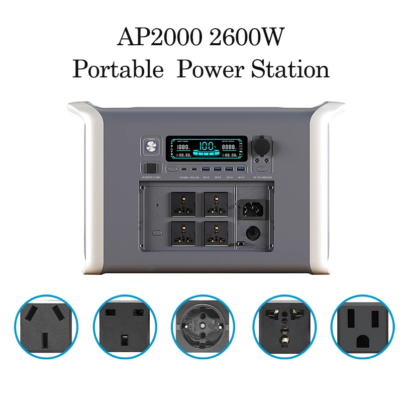 Camping 110v 220v Solar Portable Power Station for Emergency Power Supply 1500w 2000w Lifepo4