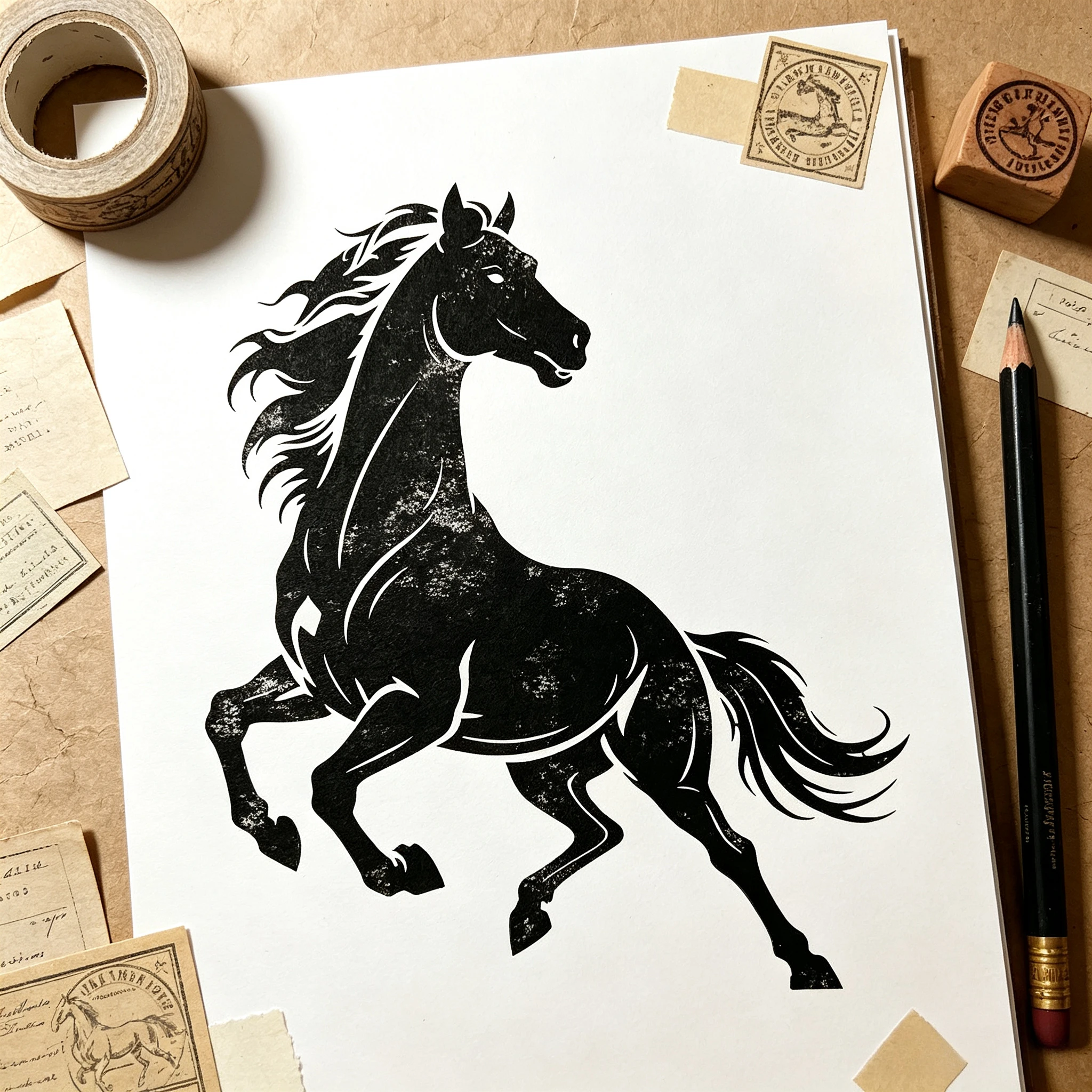 Oriental Horse Hollow Stencils, Chinese‑Style Steed Pattern Templates for DIY Wall Spray Painting, Graffiti Handcraft Decoration
