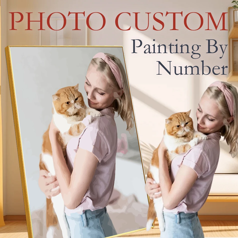 GATYZTORY 24/36/48 Color Custom Painting Kit Photo to Canvas Pet Portrait DIY Art Set for Family Handiwork Home Decor & Gift