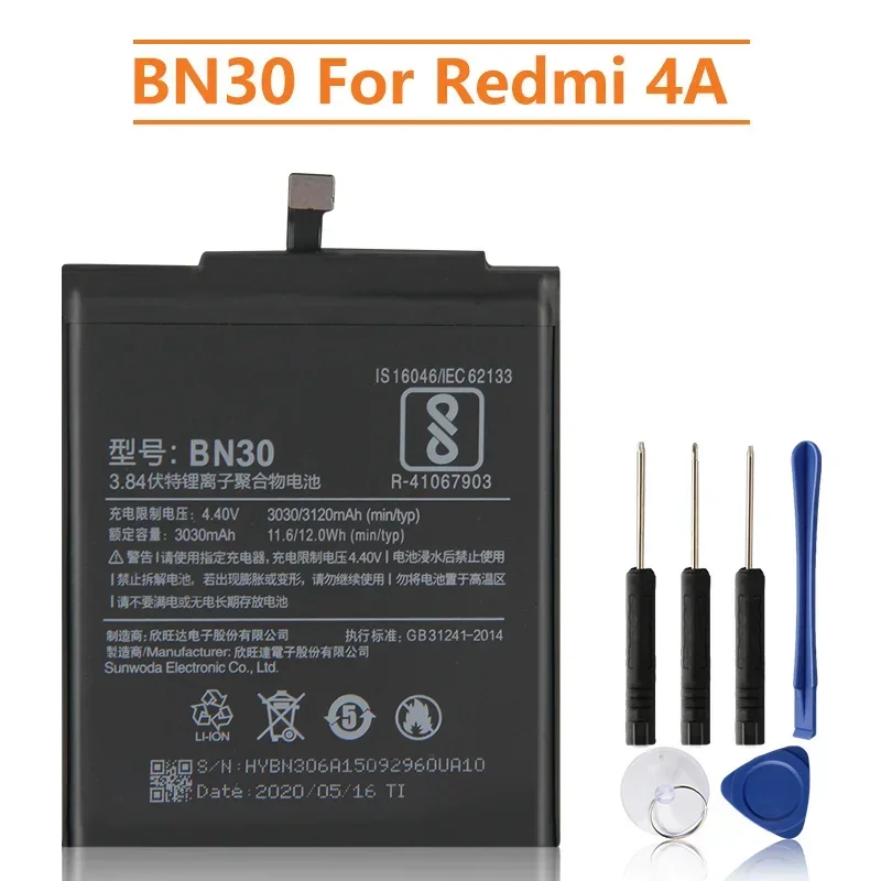 Production in 2024 Replacement Battery BN30 For Xiaomi Mi Redrice Hongmi 4A Rechargeable Phone Batteries 3120mAh High Capacity