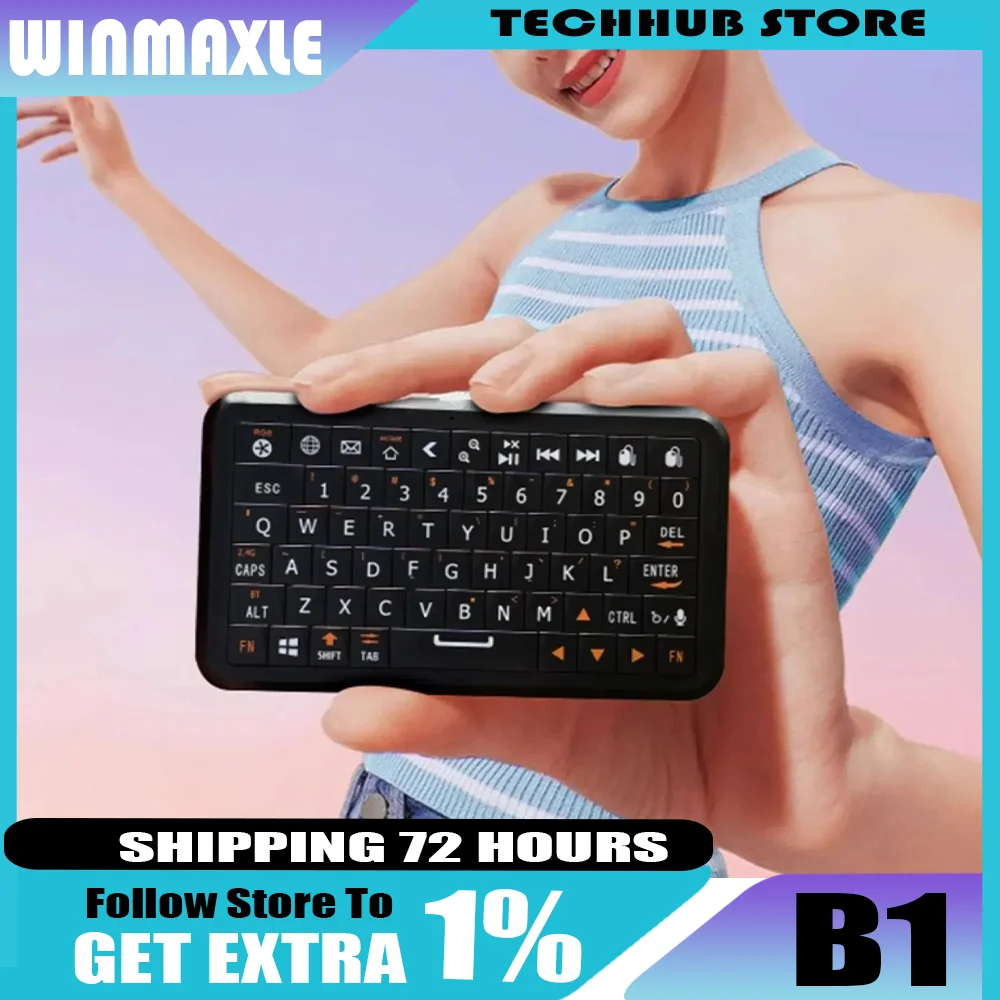 

Winmaxle Model B1 Мини-клавиатура Bluetooth Smart Keyboard 2,4G RGB Многосистемная совместимая портативная портативная клавиатура в подарок