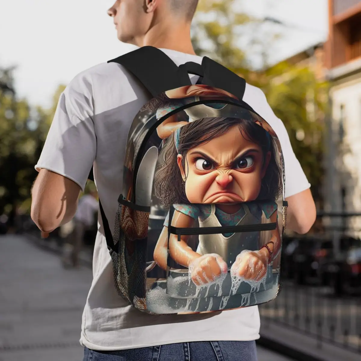 Funny Angry Woman Cooking Pasta Backpack Student BookBag Children School Bag Laptop Shoulder Bags for Boys Girls