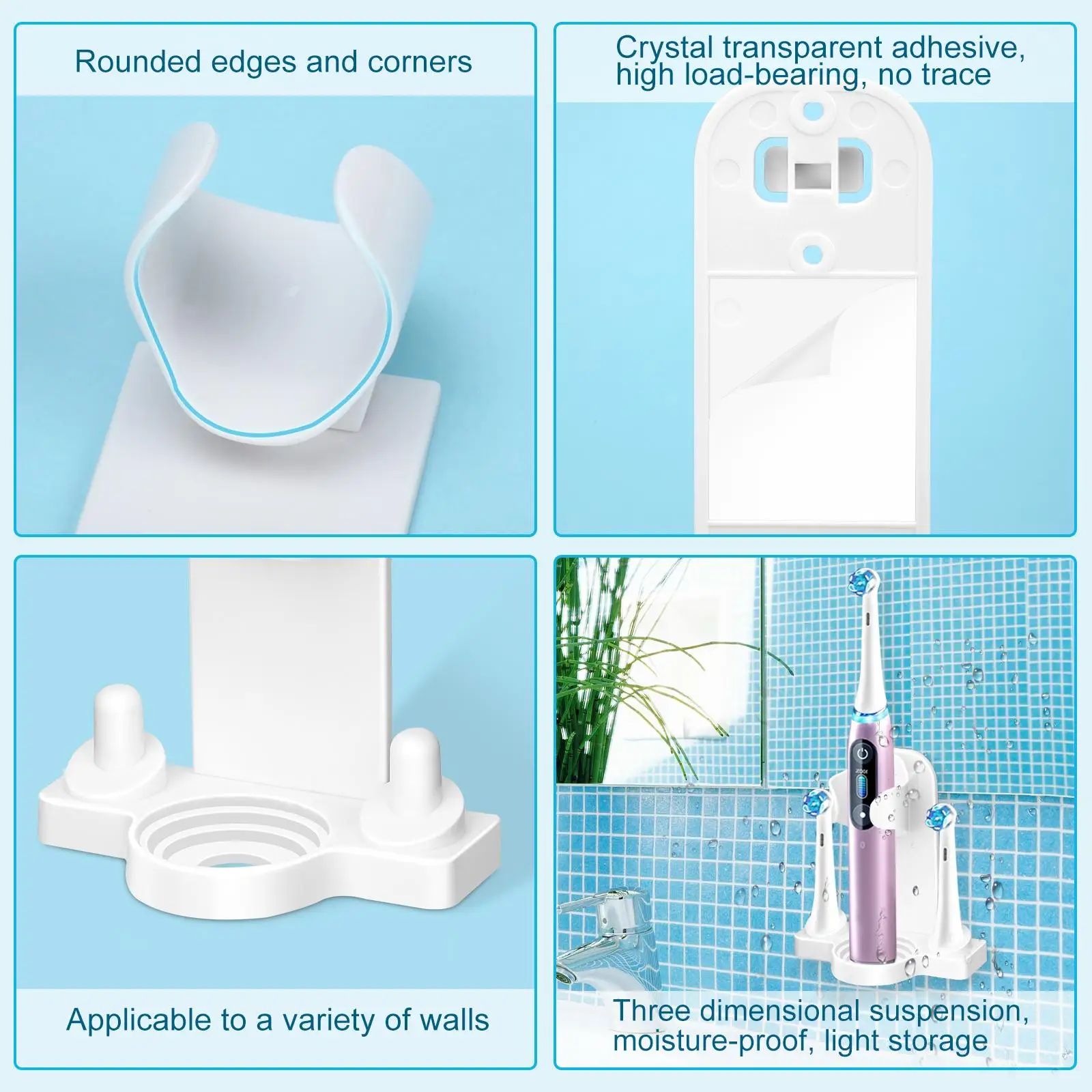 1Pc Adhesive Toothbrush Holder Wall Mounted Tooth Brush Heads Rack Organizer For Oral B IO Series Electric Toothbrush