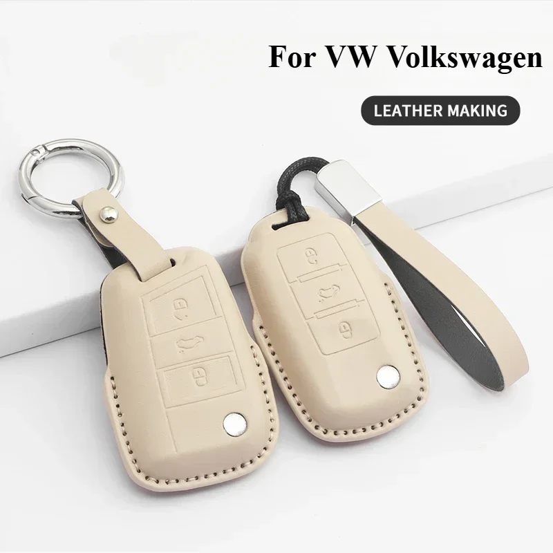 

PU Leather Car Flip Key Case Cover Fob For VW Volkswagen Golf 7 MK7 Tiguan MK2 SEAT Ateca Leon FR 2 Ibiza For Skoda Octavia A7