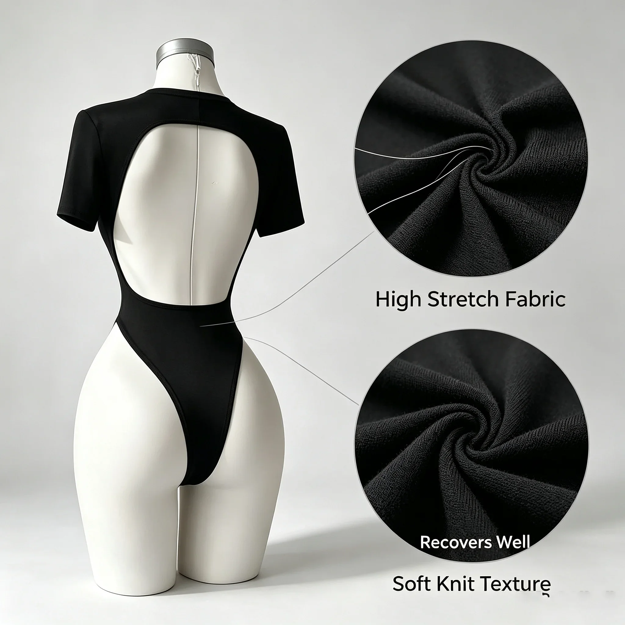 Body de manga corta básico de la marca QQ, para mujer, ideal para el verano, con cuello redondo, corte ajustado, estilo «romper», para uso urbano, de alta calidad, con espalda descubierta y muy cómodo.