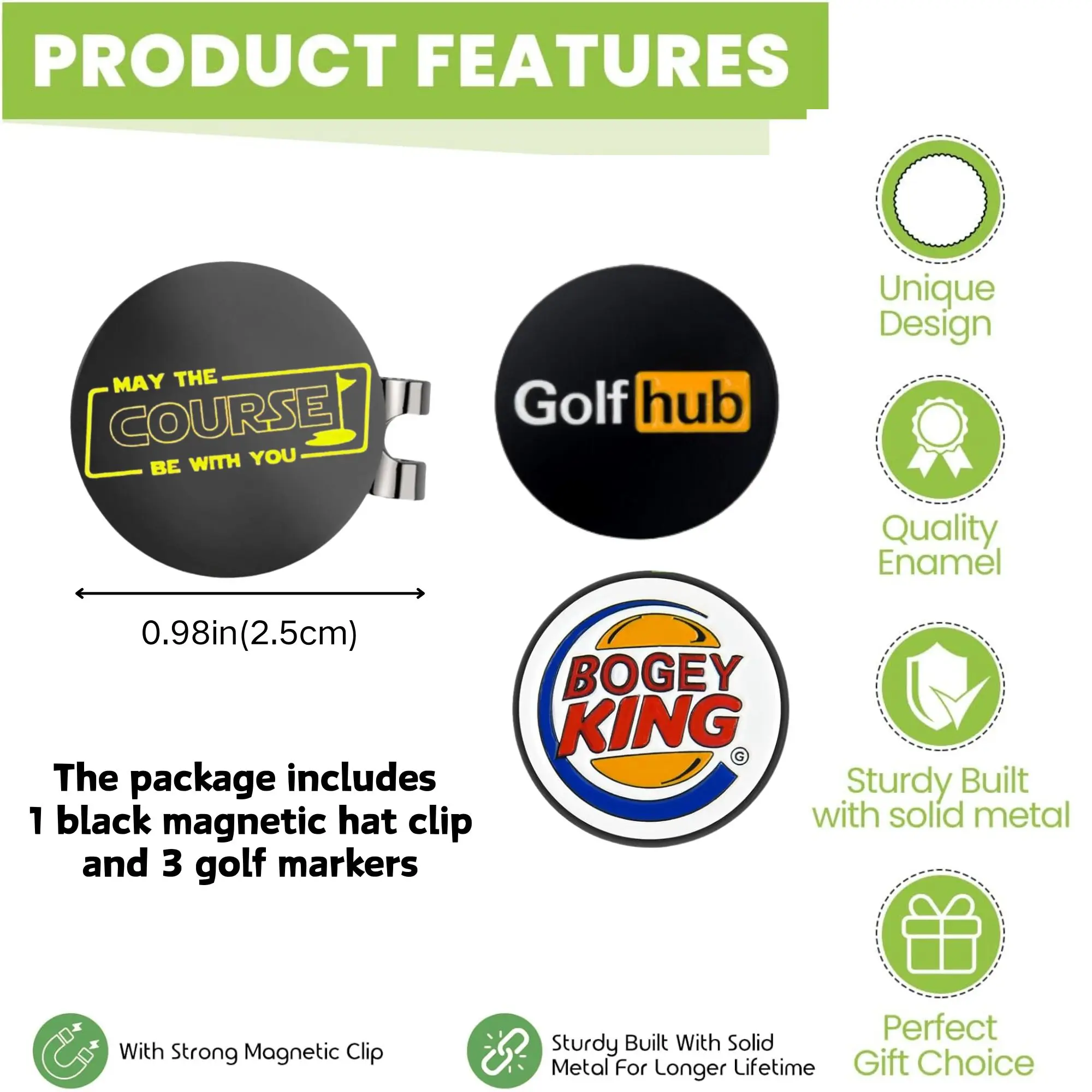 3 Pcs Funny Golf Ball Markers with a Standard Magnetic Hat Clip Funny Golf Ball Marker HatClip for Men Women Premium Golf Gifts view 5