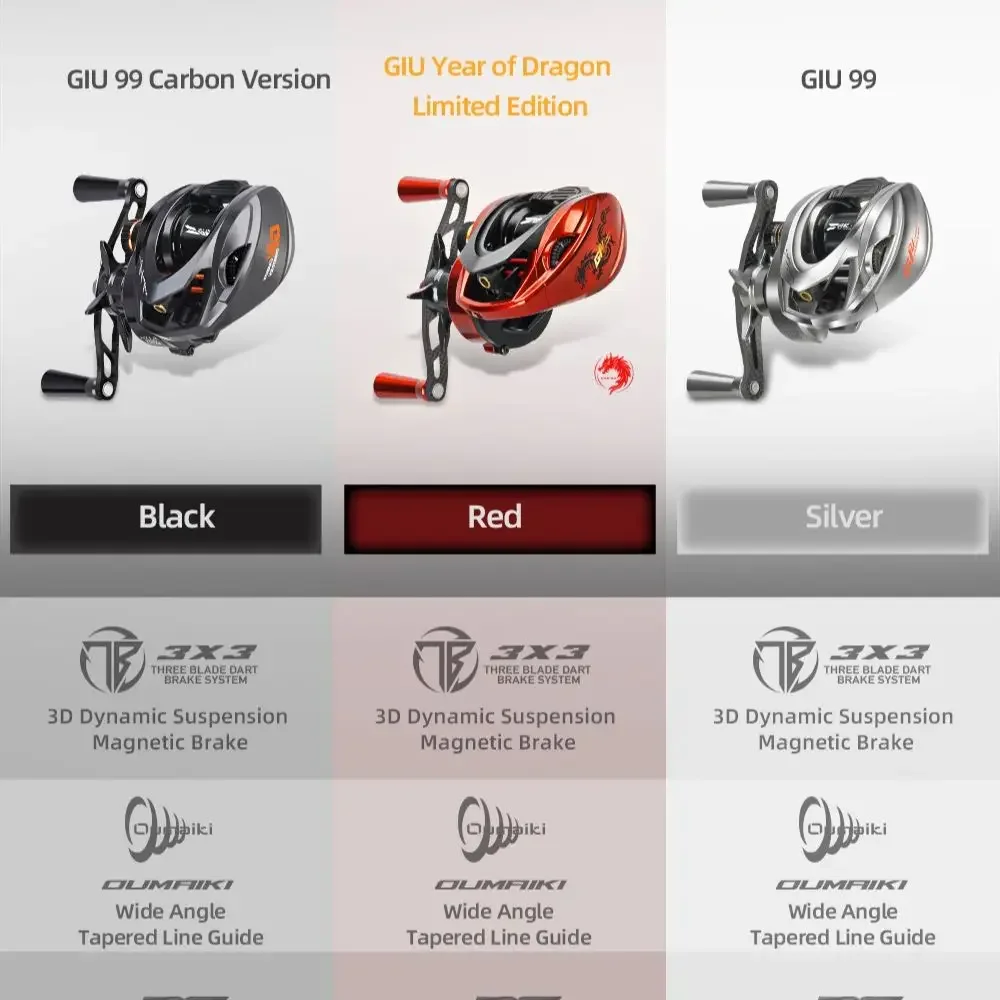 HISTAR Giu 99 Carbon BFS NMB SIC BB 3D Dynamic Suspension Magnetic Brake 8.1:1 Ratio 4KG Drag Power Baitcasting Fishing Reel