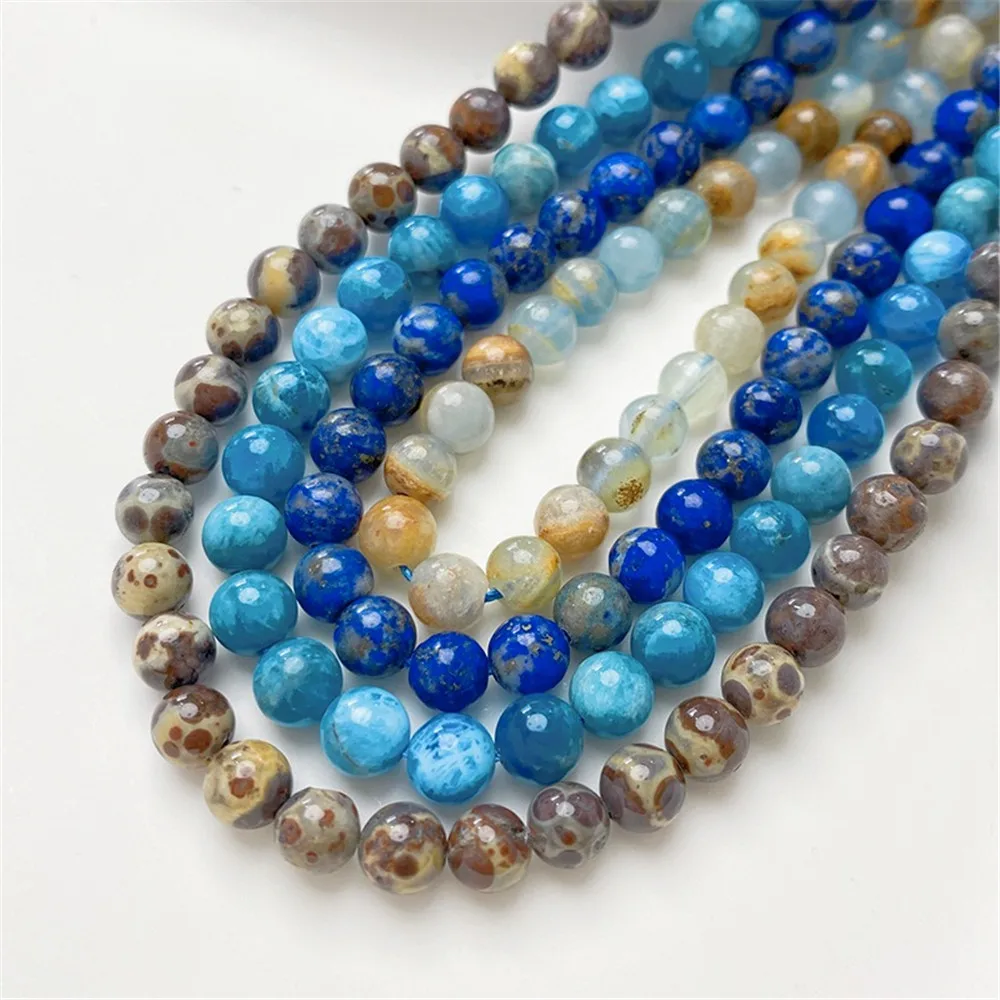 Natural Sea-pattern Phosphor Gray Beads Separated Beads Handmade Diy Bracelet Necklace Jewelry Material Accessories L468