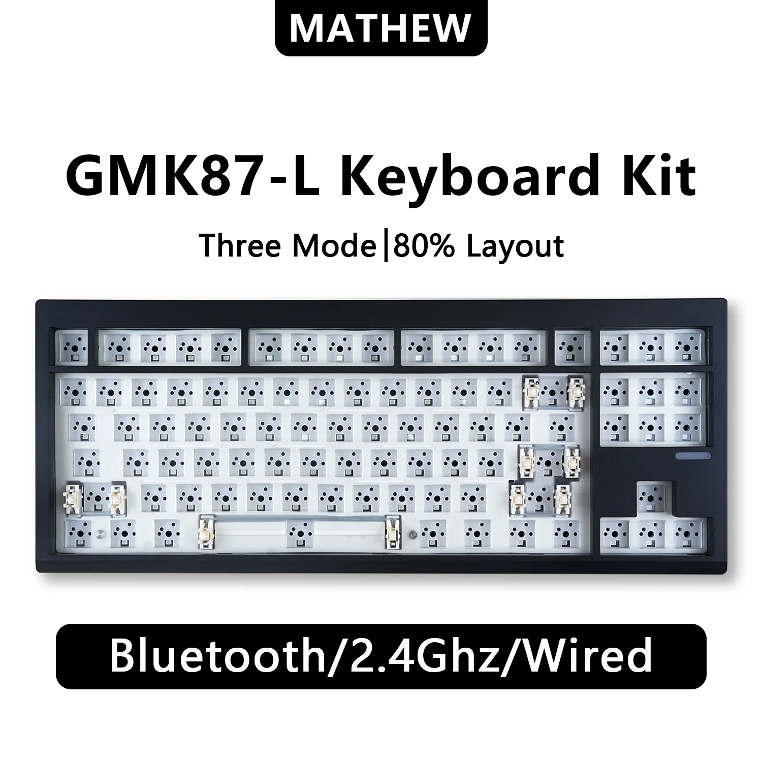 ZUOYA GMK87-L 3Mode Custom DIY BT/2.4G/USB-C Wireless Mechanical Keyboard Kit Supports Hot Swappable RGB Backlight for Win/Mac