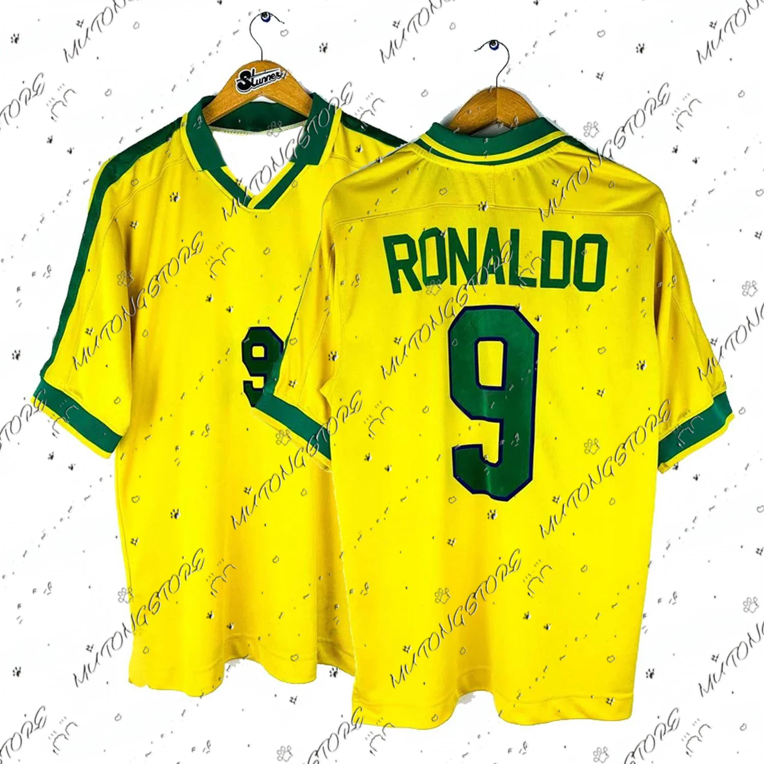 Vintage Classic Summer 1997/1998 #9 RONALDO Soccer Sport T-shirt Home/Away Kit Football Jersey For Adult/Kids