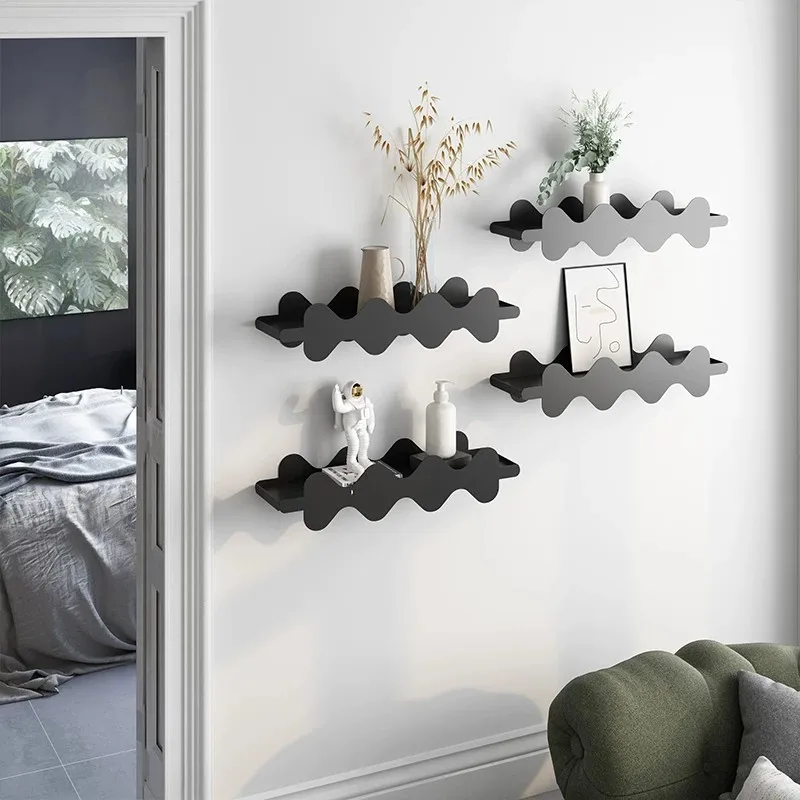 

Nordic ironware storage rack, sofa-mounted wall partition living room, wall-mounted dining room, hanging shelf for decoration.