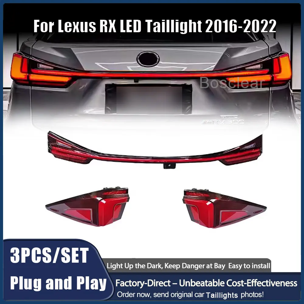 

Car Tail Lamp Modified LED Through Taillamp Taillight Turn Signal Lamp Brake Light for Lexus RX 2016-2022 RX300 RX450H 2016-2021