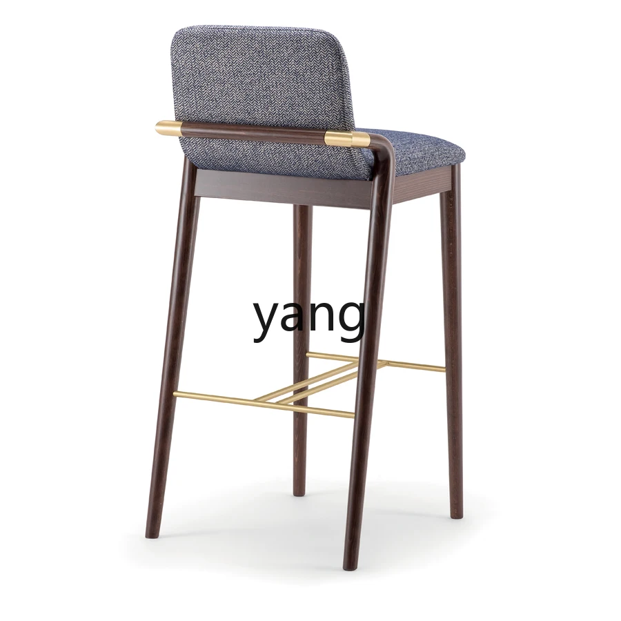 CX new Chinese solid wood light luxury bar chair simple home leisure stool front desk stool