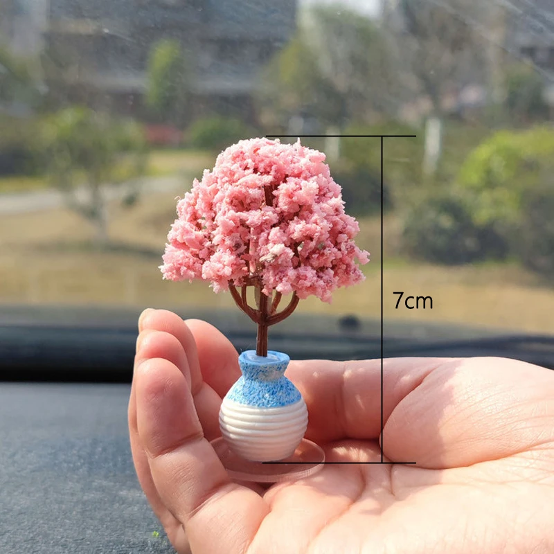 New Car Mini Tree Decorations Center Console Car Mounted Green Plant Accessories Simulated Flower Decoration Cute Gift For Girls