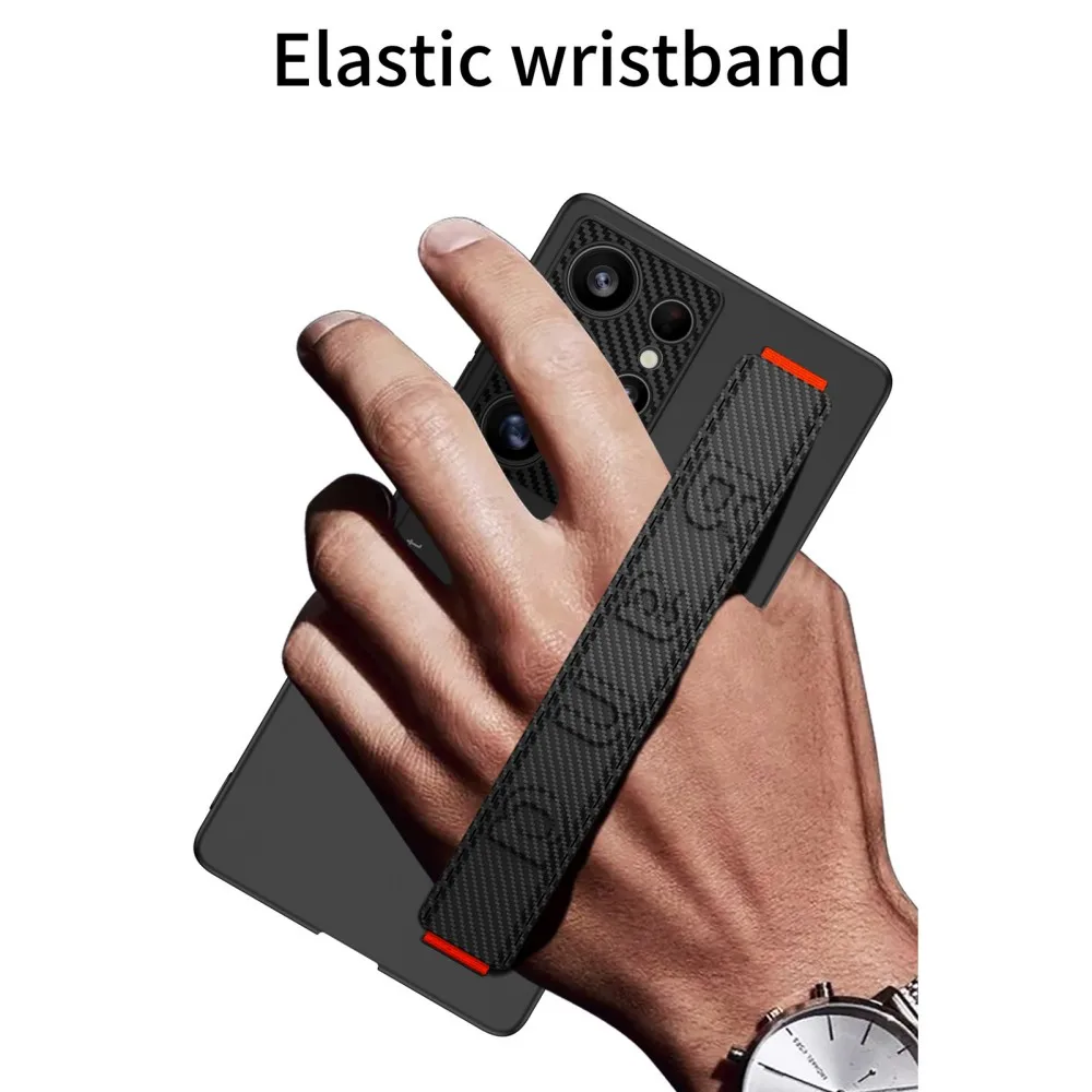 Frosted Hard PC Back Cover Case for Samsung Galaxy S25 Ultra Plus Hand Strap Phone Stand Bracket