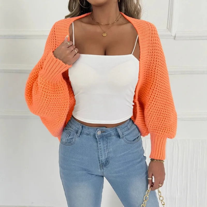 سترة نسائية فضفاضة ودافئة قصيرة سترة شال غير منتظمة سترة بلون سادة متعددة الاستخدامات