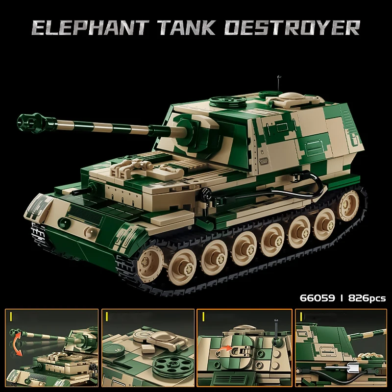 Children's puzzle assembly toy TOG mouse type heavy tank building block train gun armored vehicle series model