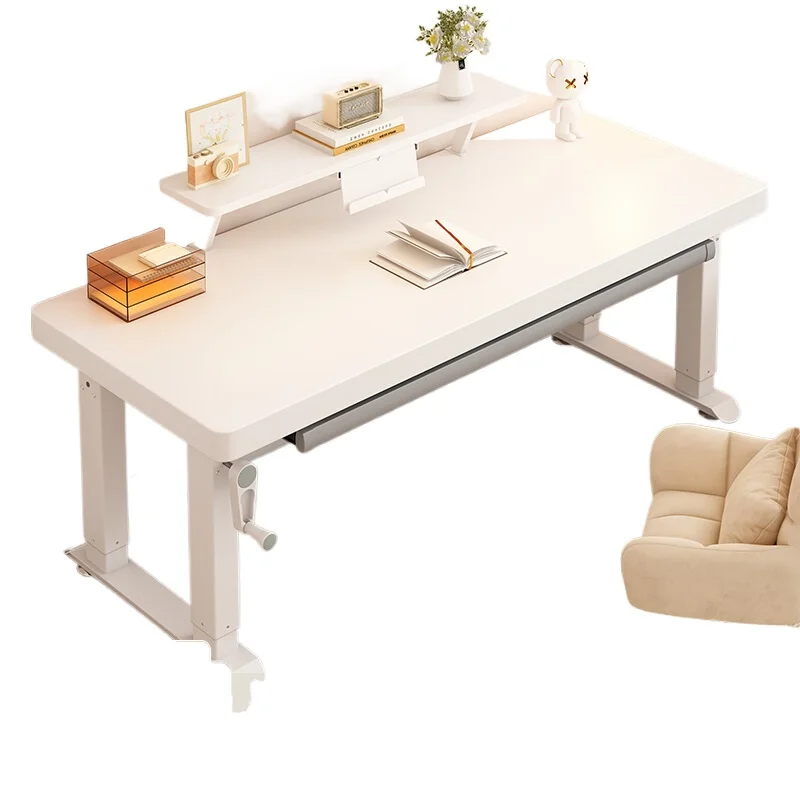 

Children's study table Lifting solid wood double desk Primary school students household homework writing reading table Computer