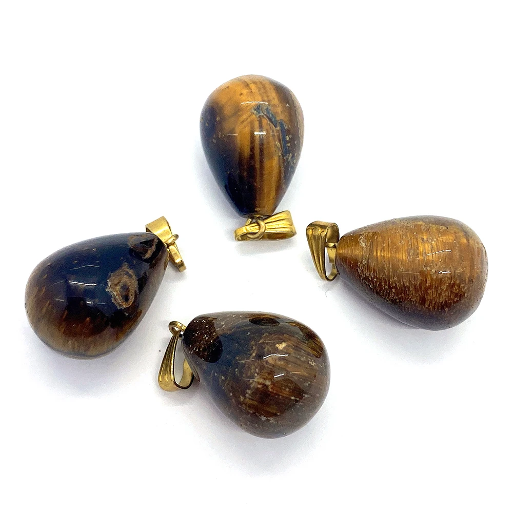 15x24mm 1pcs Natural StoneTiger Eye Stone Pendant Teardrop Pendant for Jewelry Making DIY Earring Accessories Fit Necklaces