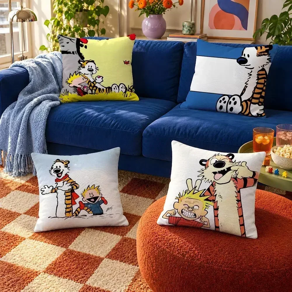 Comics Calvin and Hobbes Spaceman Spiff Cushion Cover Throw Pillow Soft Short Plush Cozy Colorfast For Sofa Bedroom Home Decor
