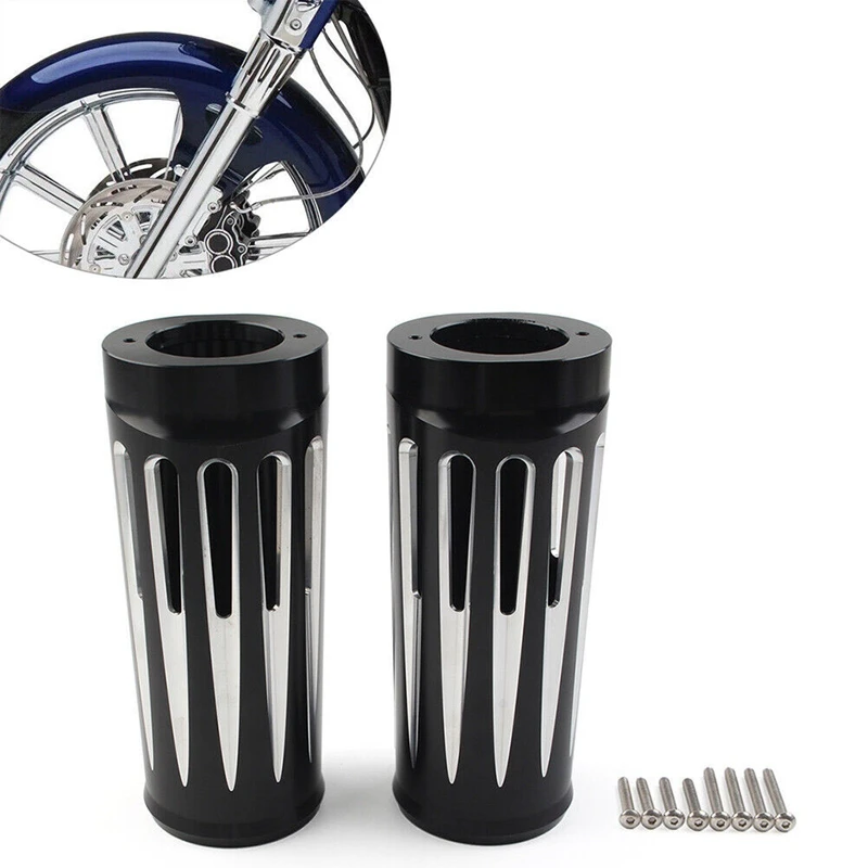 

1Pair CNC Front Fork Boots Cover Cowbells Absorber For Touring FLHR 1984-2013 Extend Deep Fork Slider Cow Bells