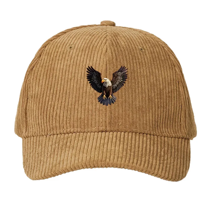

Corduroy Baseball Cap Men American Eagle Design Patriotic Wildlife Sun Hat Adjustable Dad Cap Bold Style Outdoor Adventure Hat