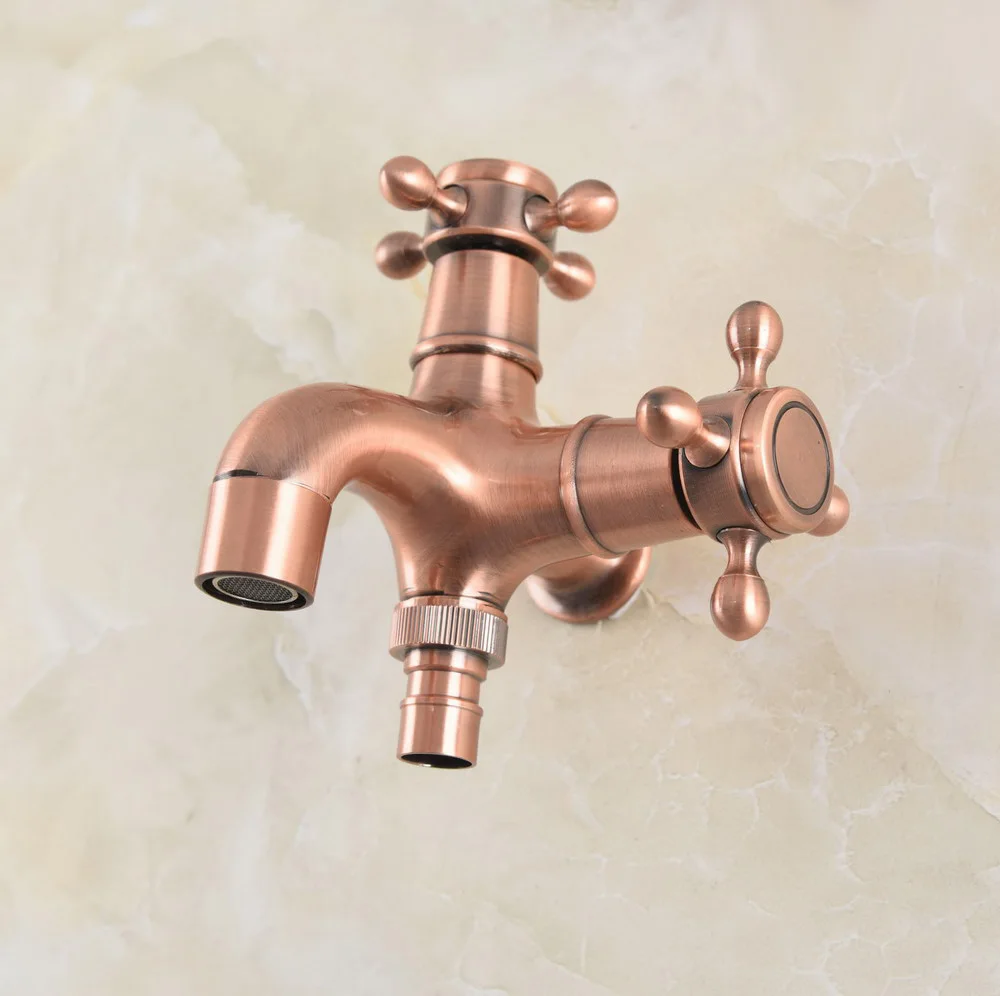 

Antique Red Copper Two Handles Kitchen wall mounted Laundry bathroom Mop Cold Water Tap Garden Washing Machine Faucet aav501