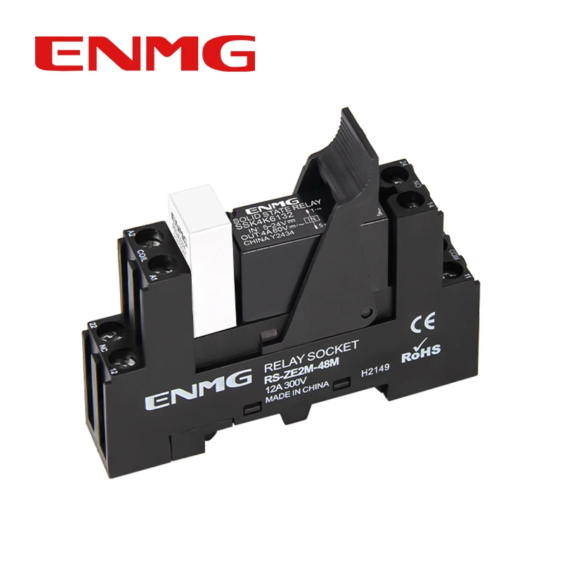 

ENMG Mini DIN Rail Mount Solid State Relay SSK10D with Base, DC-to-DC Control 5V/24V, Slim AC Version with LED Opto-isolation DC