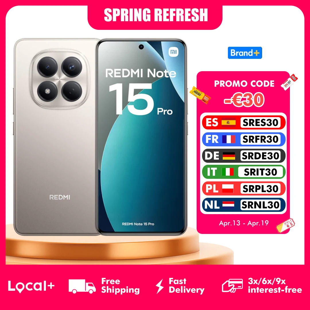 Xiaomi Redmi Note 15 Pro 4G 8GB 256GB 12GB 512GB 6,77-calowy wyświetlacz AMOLED MTK Helio G200-Ultra Aparat 200MP Bateria 6500mAh