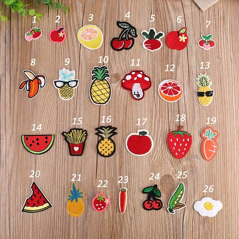 Cute Fashion Cartoon Patches Embroidered Flowers Tiny Stickers Cloth Sticker Clothing Fruits Decorative Appliqués Repair Hole