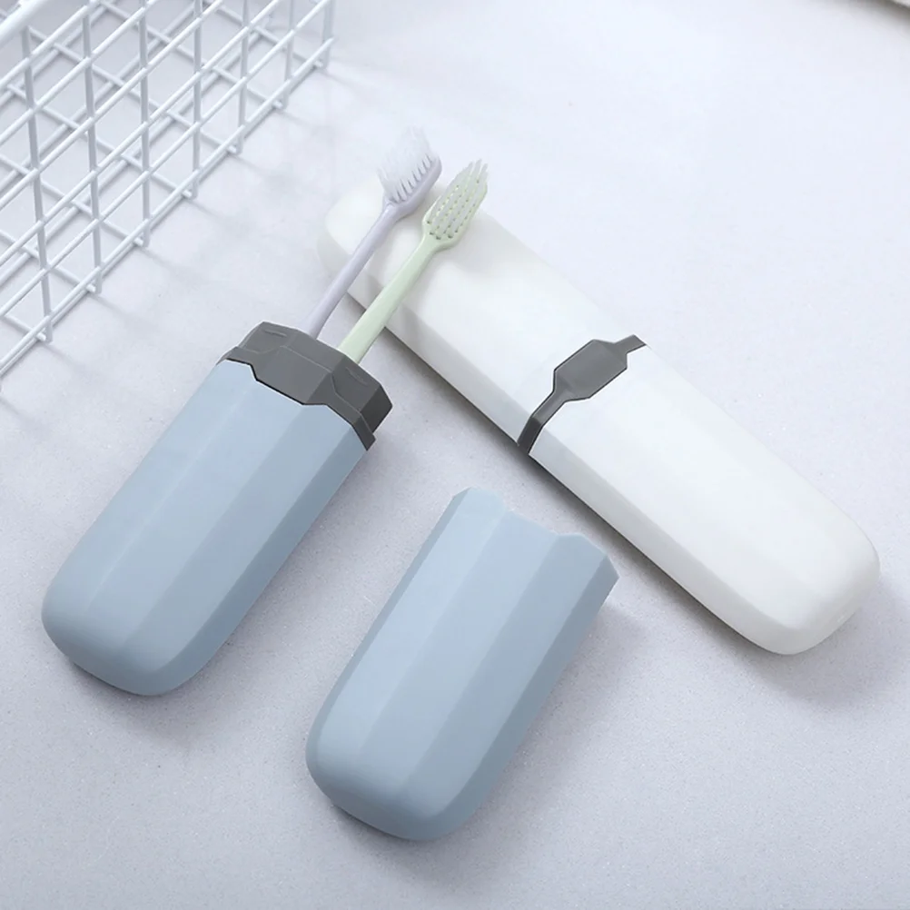 Estuche de plástico para cepillos de dientes, caja portátil para cepillos de viaje, soporte para almacenamiento de pasta de dientes (blanco,