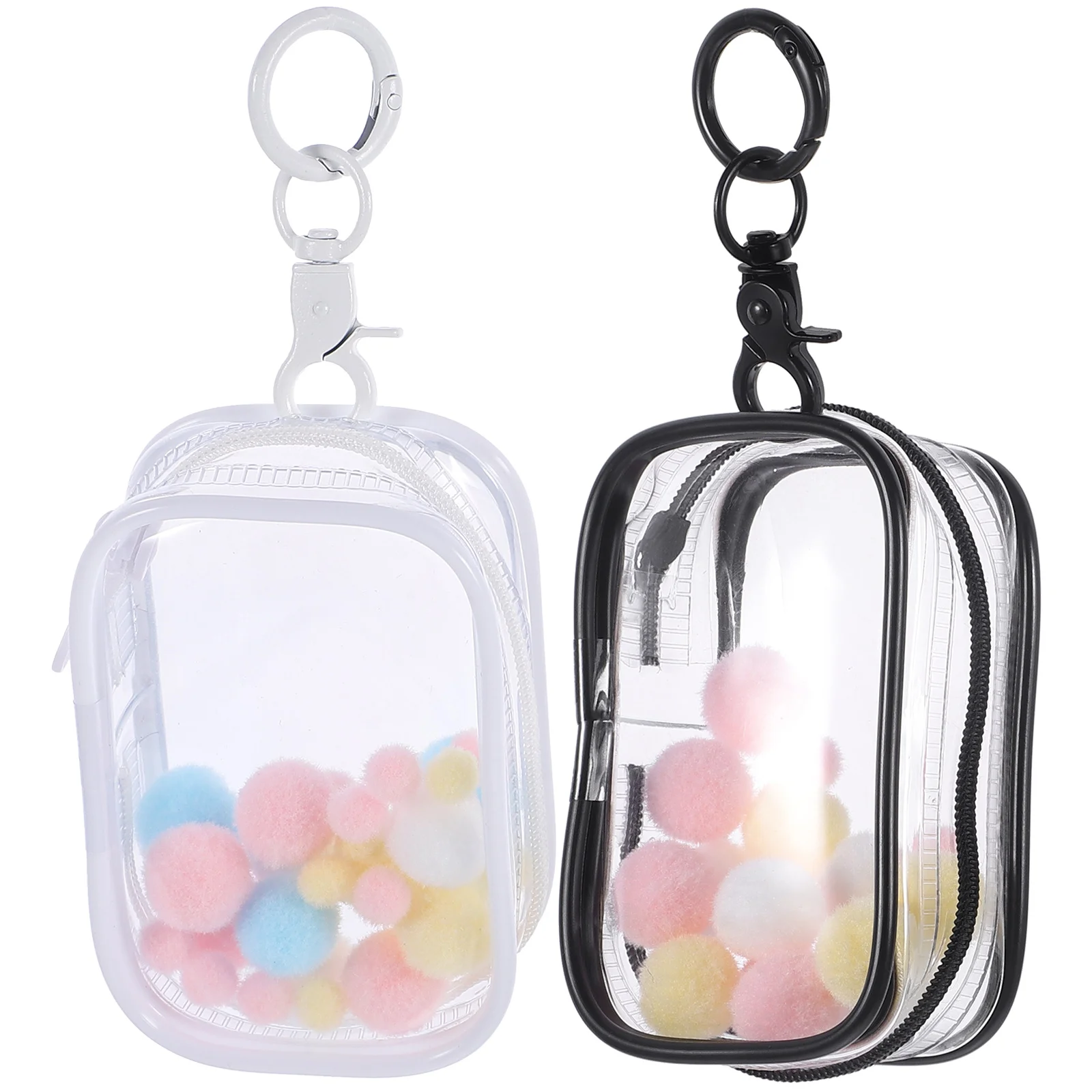 2 Sets Figure Display Storage Bag with Keychain Statue Display Case Action Figures Pouch Clear Figure Display Bag