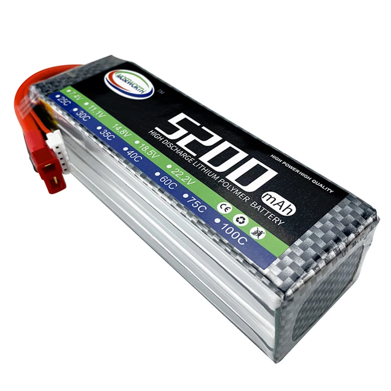 3S/4S/6S 11.1v 14.8v 22.2v 5200mah Lipo Battery 30C 40C 60C RC ToyCar Boats Drone Parts With XT60 T Deans