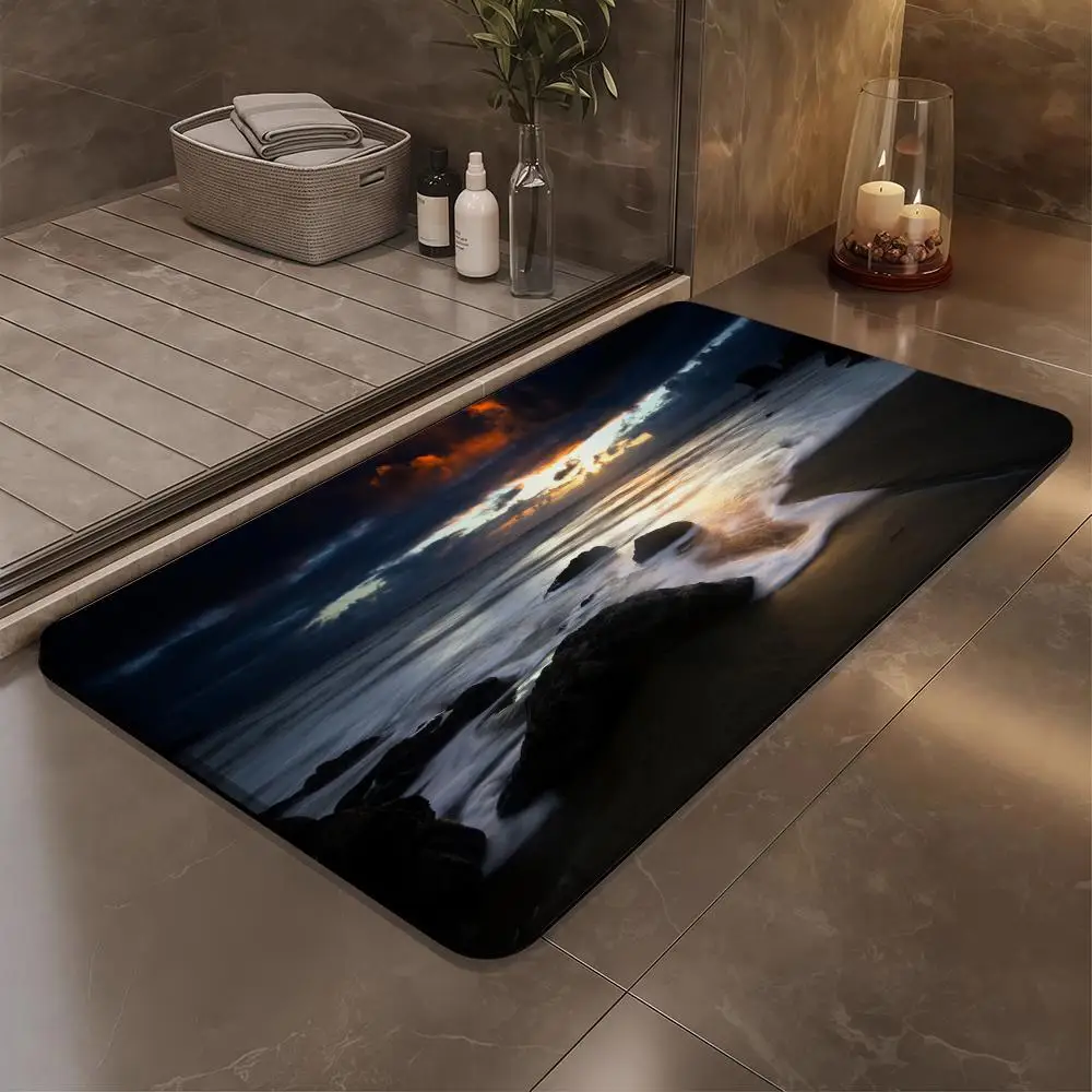 

Sky Scenery Floor Mat Bathroom Soft Diatomaceous Mud Floor Mat, Bathroom Absorbent Foot Mat, Toilet Sink, Bedroom Mat, Carpet