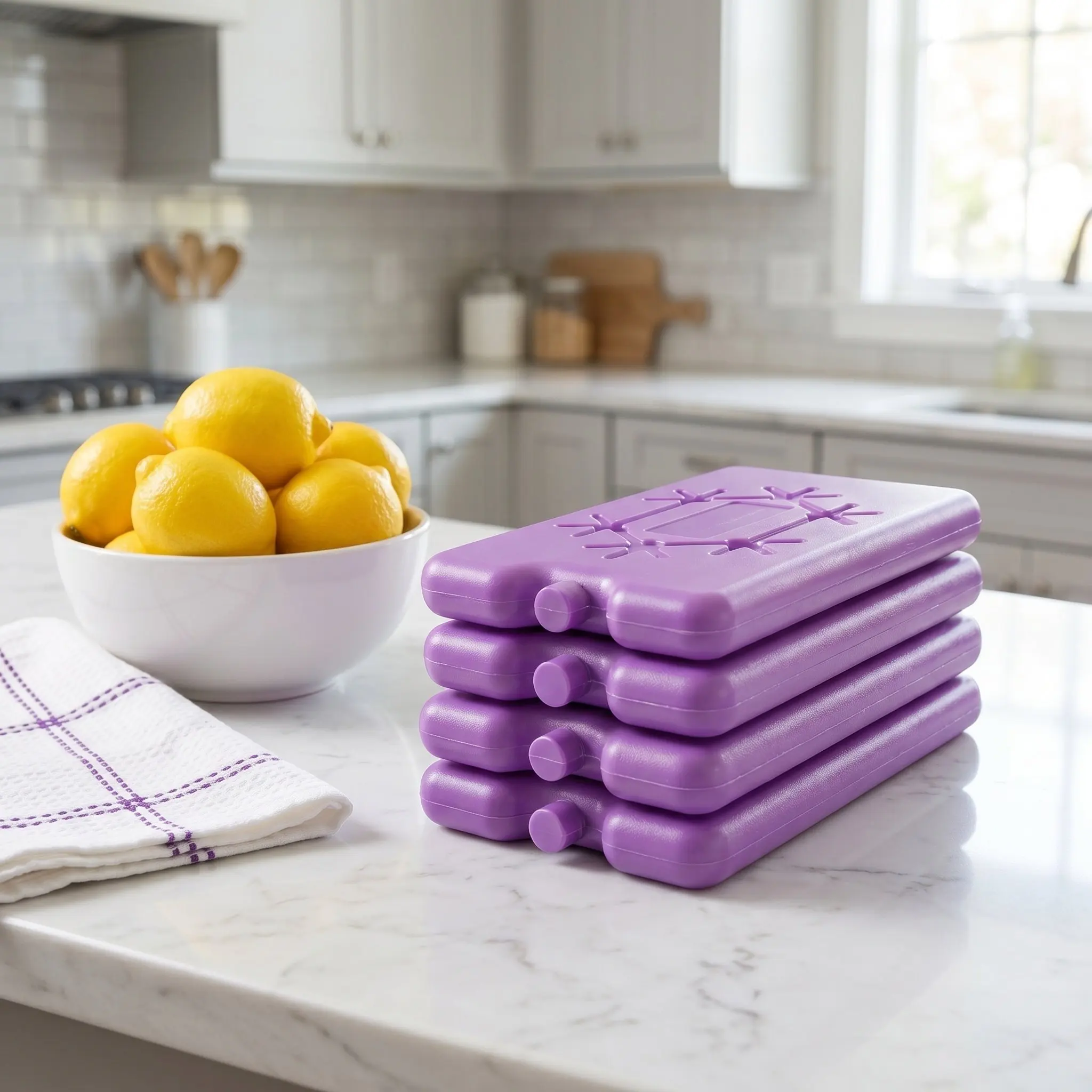 4Pcs 6Inch Slim Ice Packs 200ml Portable PE Freezer Blocks Cooling Accessories for Lunch Box Cooler Picnic School Sports Camping