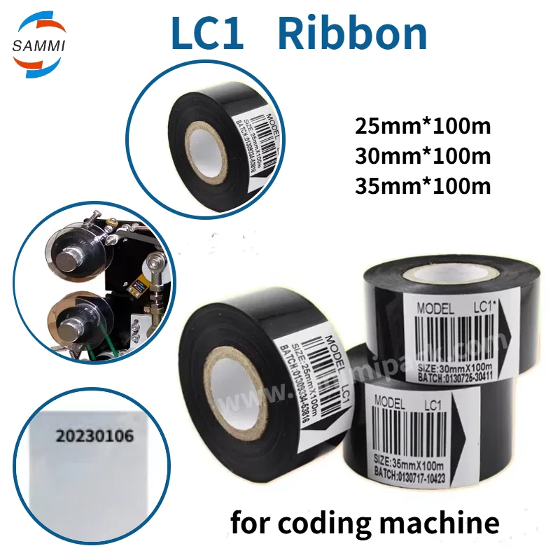 

High Quality 100PCS/LOT 25*100M Imported Black Ribbon For 241B Ribbon Coding Machine/Hot Stamping Date Coder