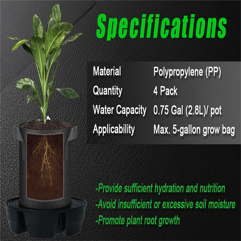 

ABCA-4 Pcs Self-Watering Plant Saucers For Indoors, Plastic Plant Saucer Stand Auto Watering System Fabric Pot Base
