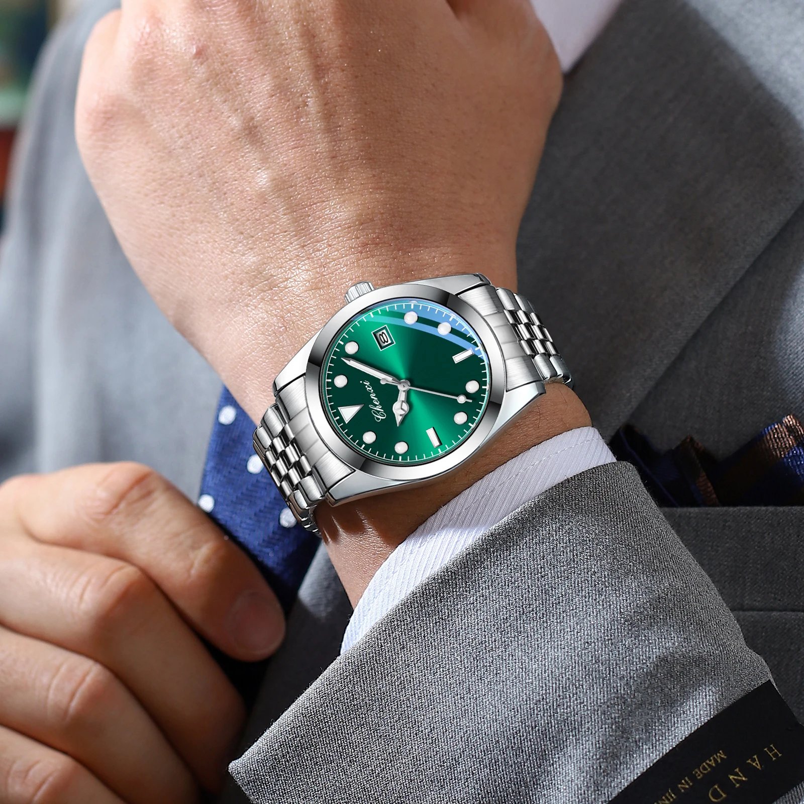 CHENXI أعلى العلامة التجارية الفاخرة ساعة رجالية عارضة الفولاذ المقاوم للصدأ حزام للماء مضيئة الكوارتز الرجال ساعة اليد الكلاسيكية الأعمال على مدار الساعة