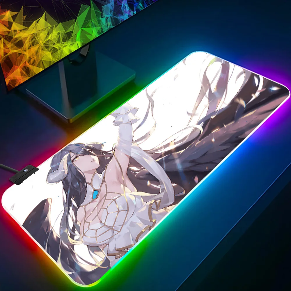 Albedo Overlord RGB Pc Gamer Keyboard Mouse Pad Mousepad LED Glowing Mouse Mats Rubber Gaming Computer Mausepad