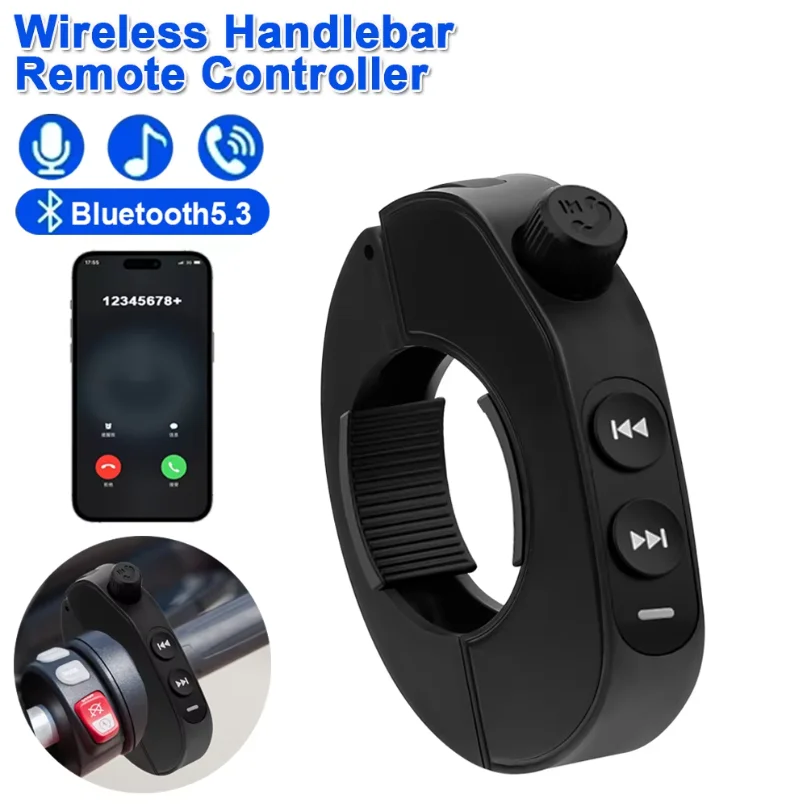 V5.3 Wireless Handlebar Remote Controller Motorcycle Helmet Headset Remote Buttons Handsfree Voice Assistant Kit Waterproof