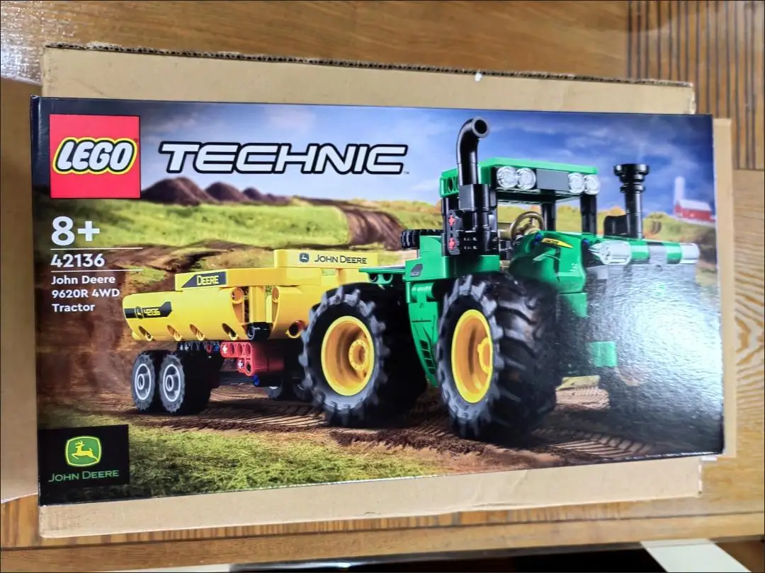 Brinquedo Trator Lego Technic John Deere, 42136 Tijolos para Construção, Modelo Colecionável com Reboque, Presente de Natal, 9620R, 4WD, 390 Unidades