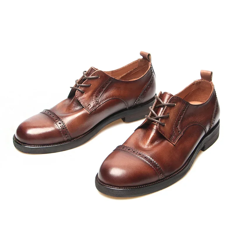 

Summer Vintage Men's Leather Shoes Washed Hand Polished British Style Old Processing