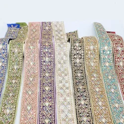 10Yards Gold Strands Sequins Lace Embroidery Ethnic Style Color Strips Handmade Sewing Accessories For Clothing Ribbon Trims