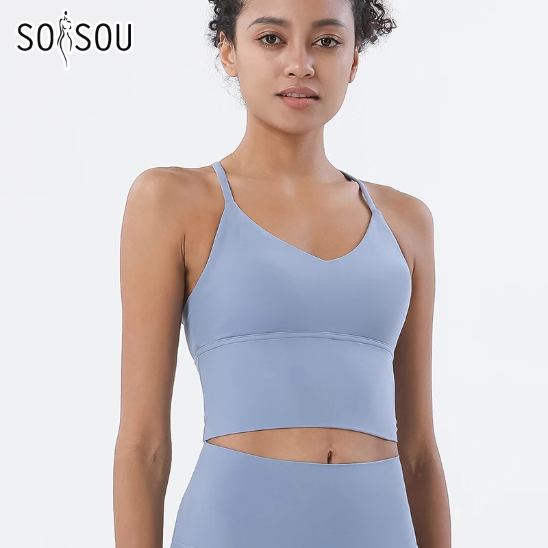 SOISOU S-XL Nylon Sports Bra Top Women Bralette Breathable Underwear Women Sports Leggings For Women Sexy Top Bra 10 Colors